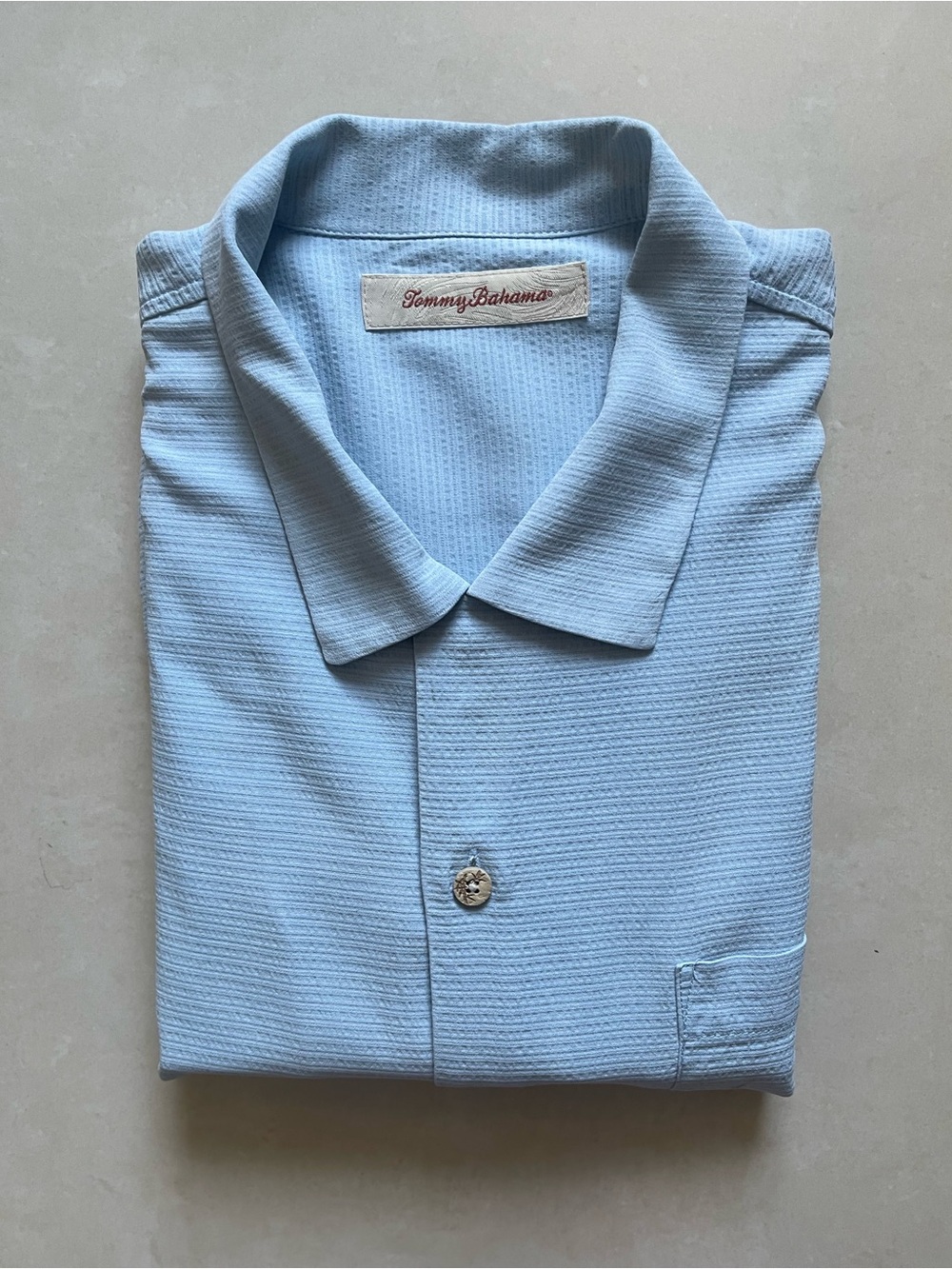 Tommy Bahama Light Blue Textured 100% Silk Button Down Size L